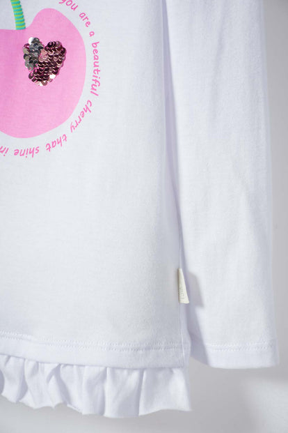 CAMISETA LITTLEMIC BLANCA MANGA LARGA PARA NIÑA 2T A 5T