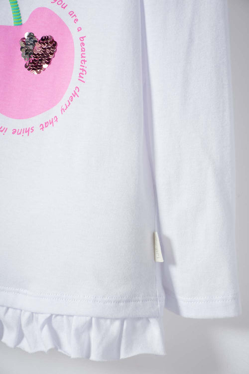 LITTLEMIC WHITE LONG-SLEEVE T-SHIRT FOR GIRLS 2T TO 5T