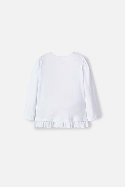 CAMISETA LITTLEMIC BLANCA MANGA LARGA PARA NIÑA 2T A 5T