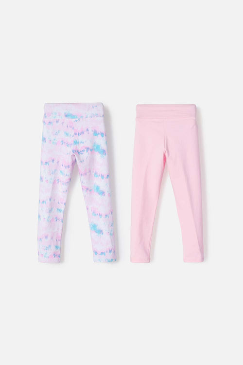 PACK X2 MIC MULTICOLOR GIRLS' LEGGINGS 2T TO 5T