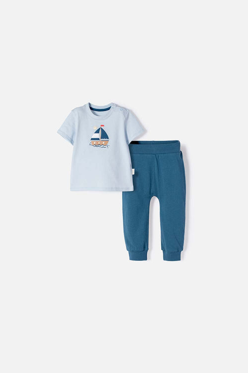 LITTLEMIC BLUE LONG PANTS SET FOR BABY BOY