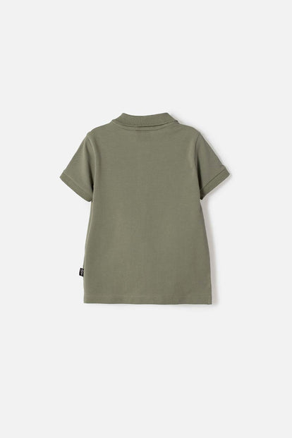 CAMISETA TIPO POLO DE LITTLEMIC VERDE PARA NIÑO 2T A 5T