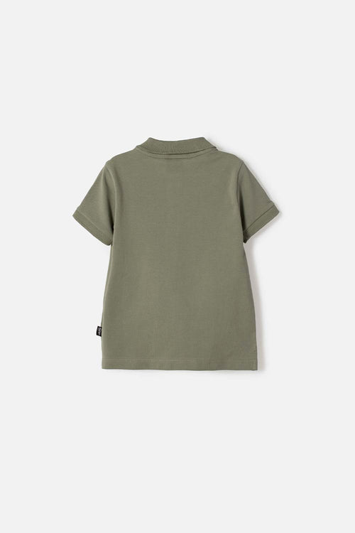 LITTLEMIC BOYS' GREEN POLO SHIRT 2T TO 5T