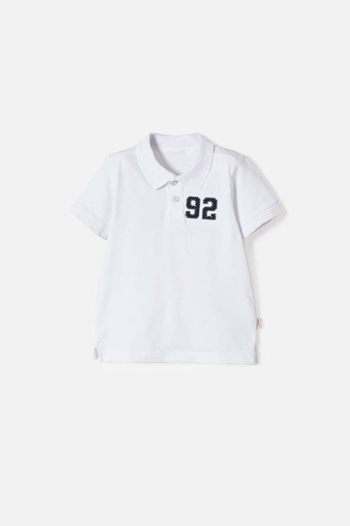 LITTLEMIC WHITE POLO SHIRT FOR BOYS 2T TO 5T
