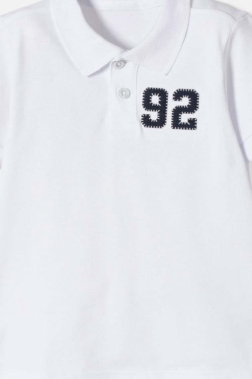 LITTLEMIC WHITE POLO SHIRT FOR BOYS 2T TO 5T