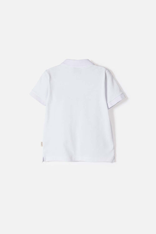 LITTLEMIC WHITE POLO SHIRT FOR BOYS 2T TO 5T