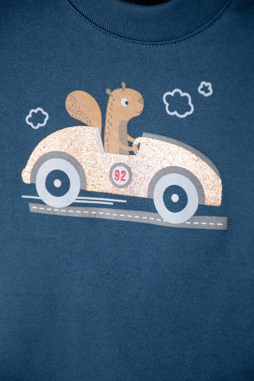 LITTLEMIC BLUE AND GREY SHORT SLEEVE SET FOR BABY BOYS