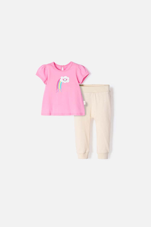 LITTLEMIC MULTICOLOR SHORT SLEEVE SET FOR BABY GIRL