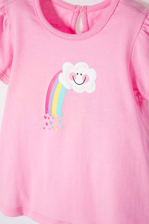 LITTLEMIC MULTICOLOR SHORT SLEEVE SET FOR BABY GIRL