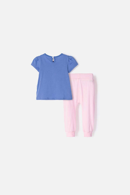 CONJUNTO LITTLEMIC MULTICOLOR ESTAMPADO EN FRENTE PARA BEBÉ NIÑA