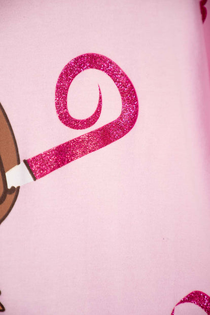CAMISETA DE CAPIBARA ROSA PASTEL MANGA CORTA PARA NIÑA