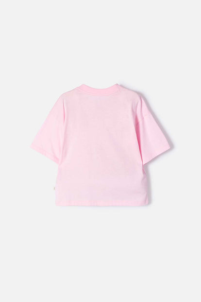 CAMISETA DE CAPIBARA ROSA PASTEL MANGA CORTA PARA NIÑA