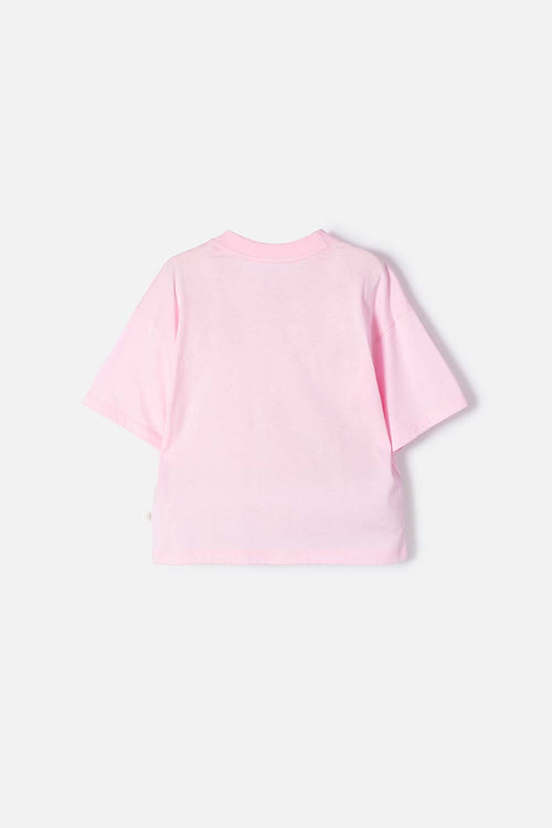 CAMISETA DE CAPIBARA ROSA PASTEL MANGA CORTA PARA NIÑA