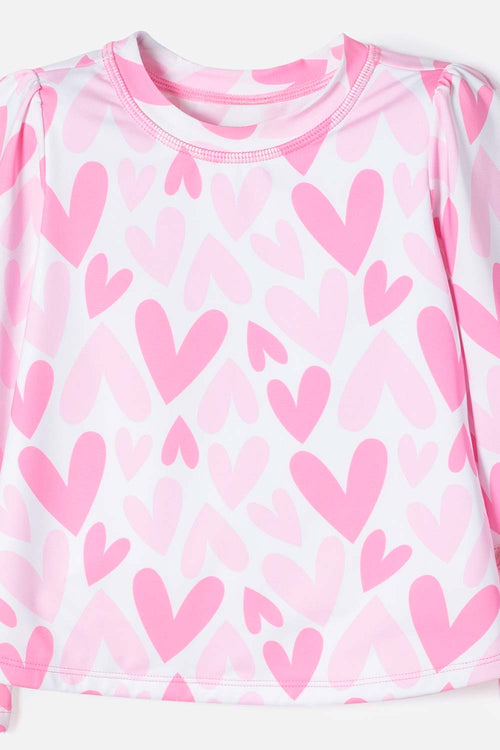 LITTLEMIC MULTICOLOR LONG SLEEVE SWIMSUIT FOR GIRLS 2T TO 5T