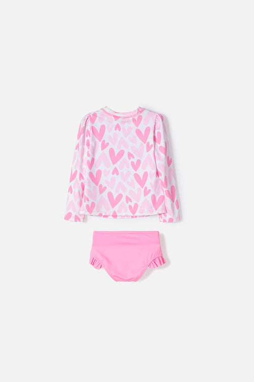 LITTLEMIC MULTICOLOR LONG SLEEVE SWIMSUIT FOR GIRLS 2T TO 5T