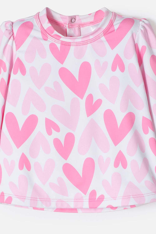 LITTLEMIC BABY GIRL'S SWIMSUIT WITH PINK HAT