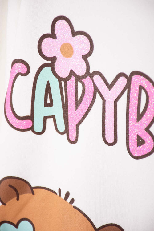 BUZO DE CAPIBARA MARFIL DE DISEÑO CERRADO PARA NIÑA
