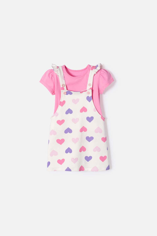 LITTLEMIC MULTICOLOR OVERALL DRESS FOR GIRLS 2T TO 5T