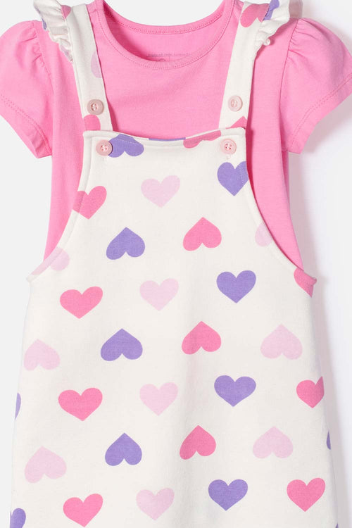 LITTLEMIC MULTICOLOR OVERALL DRESS FOR GIRLS 2T TO 5T