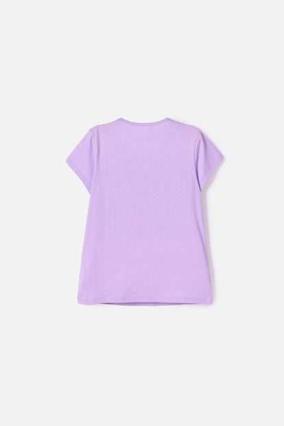 CAMISETA DE CAPYBARA MANGA CORTA VIOLETA PARA NIÑA