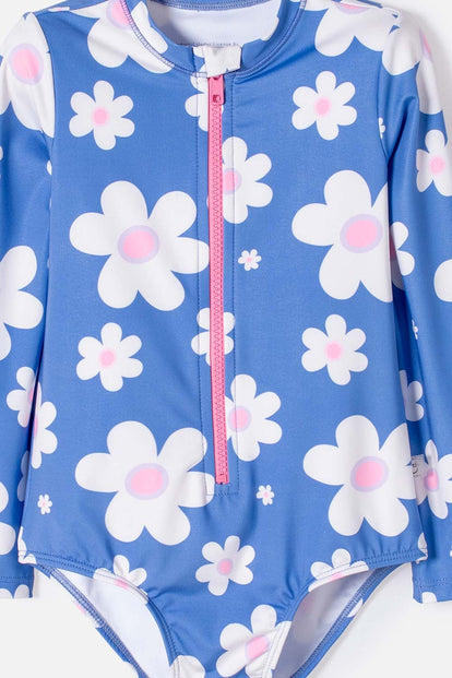 VESTIDO DE BAÑO DE LITTLEMIC MANGA LARGA MULTICOLOR PARA NIÑA 2T A 6T