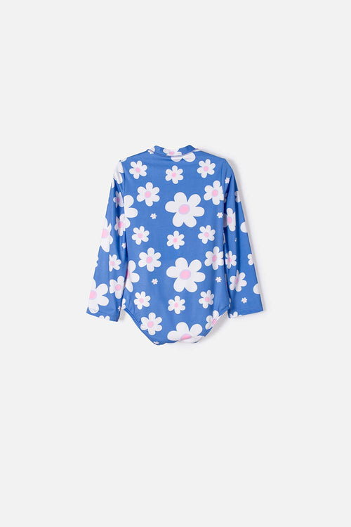 LITTLEMIC MULTICOLOR LONG SLEEVE SWIMSUIT FOR GIRLS 2T TO 6T