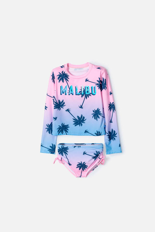 VESTIDO DE BAÑO MIC MULTICOLOR DE CAMISETA MANGA LARGA PARA NIÑA