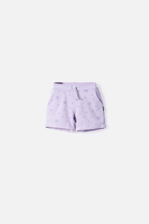LITTLEMIC LAVENDER DRAWSTRING SHORTS FOR GIRLS 2T TO 5T