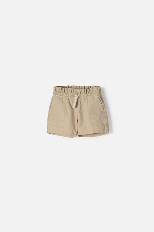 LITTLEMIC DRAWSTRING KHAKI SHORTS FOR GIRLS 2T TO 5T
