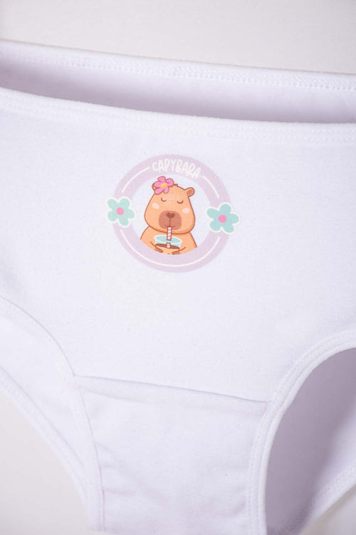 PACK X2 GIRLS' PINK AND WHITE CAPYBARA PANTIES