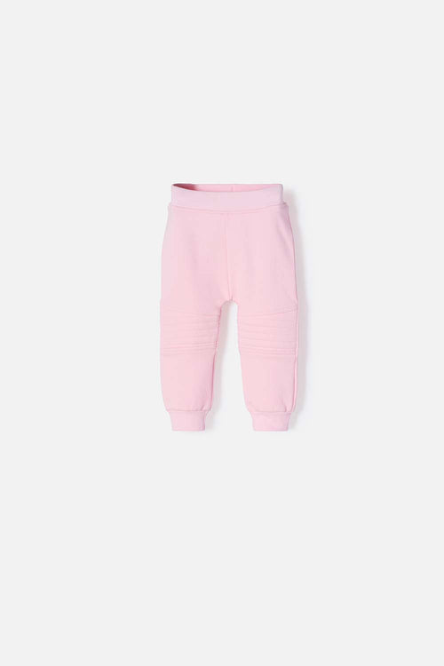 LITTLEMIC PINK ELASTIC WAIST JOGGERS FOR BABY GIRL