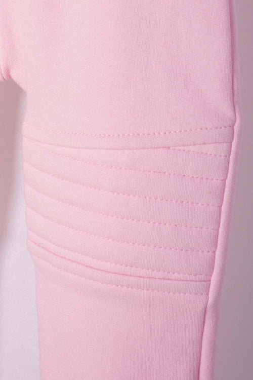 LITTLEMIC PINK ELASTIC WAIST JOGGERS FOR BABY GIRL