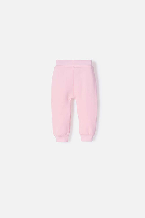 LITTLEMIC PINK ELASTIC WAIST JOGGERS FOR BABY GIRL