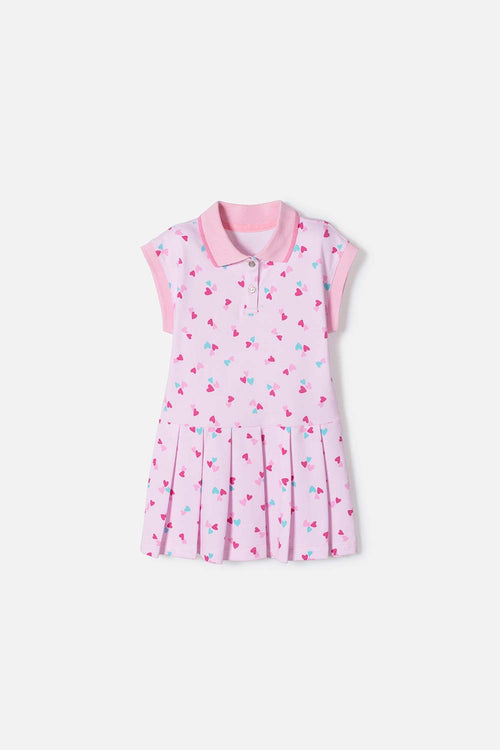 LITTLEMIC GIRLS' PINK SHORT-SLEEVE DRESS 2T TO 5T