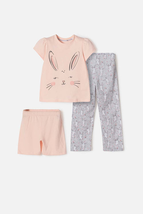 LITTLEMIC PAJAMAS X3 MULTICOLOR FOR GIRLS 2T TO 5T