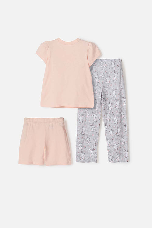 LITTLEMIC PAJAMAS X3 MULTICOLOR FOR GIRLS 2T TO 5T