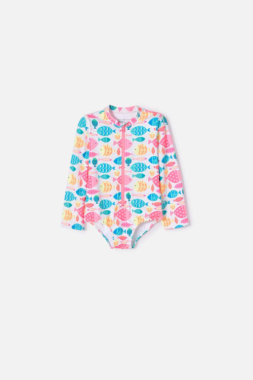 LITTLEMIC MULTICOLOR GIRLS' SWIMSUIT 2T TO 5T