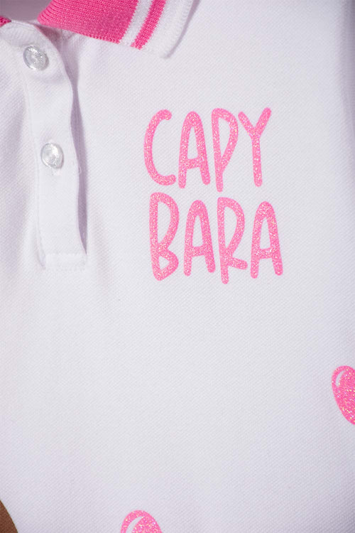 GIRL'S WHITE CAPYBARA POLO SHIRT