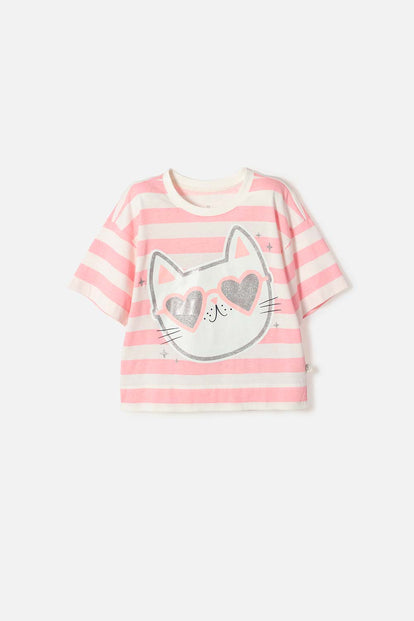 GIRLS' IVORY SHORT SLEEVE MICROFIBER T-SHIRT