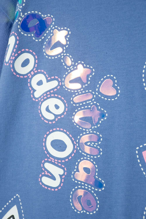GIRL'S BLUE SHORT-SLEEVED MIC T-SHIRT