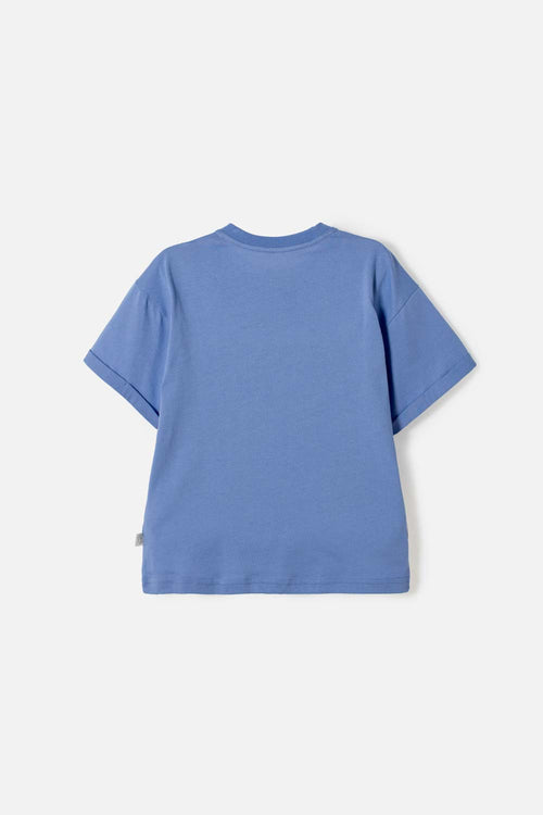 GIRL'S BLUE SHORT-SLEEVED MIC T-SHIRT