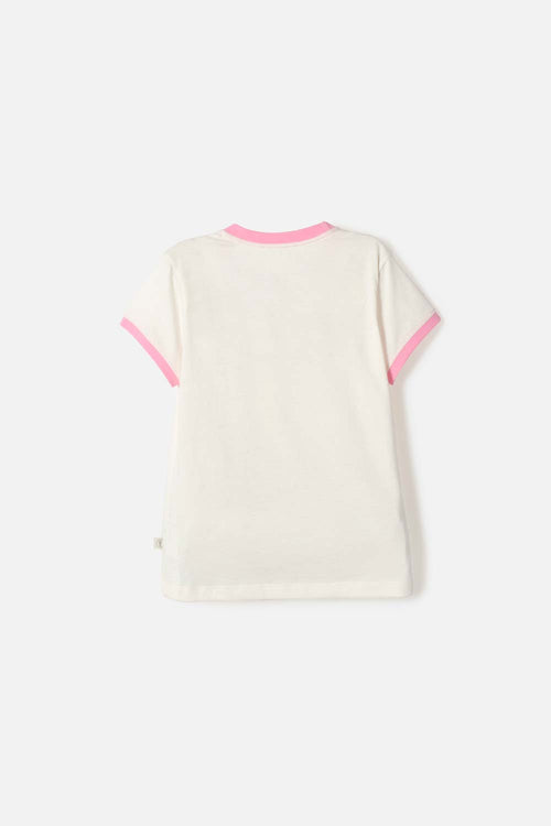 GIRLS' IVORY SHORT SLEEVE MICROFIBER T-SHIRT