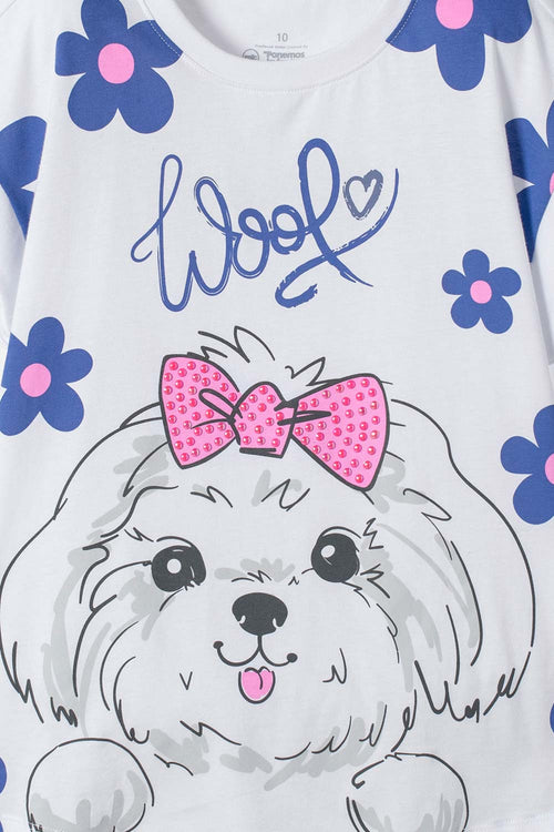 CAMISETA DE MIC MANGA CORTA BLANCO PARA NIÑA