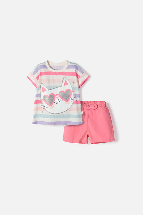 LITTLEMIC MULTICOLOR SHORTS SET FOR GIRLS 2T TO 6T