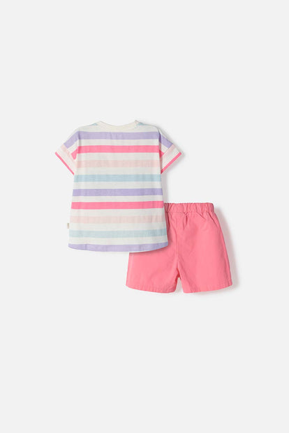 CONJUNTO DE LITTLEMIC CON SHORT MULTICOLOR PARA NIÑA 2T A 6T