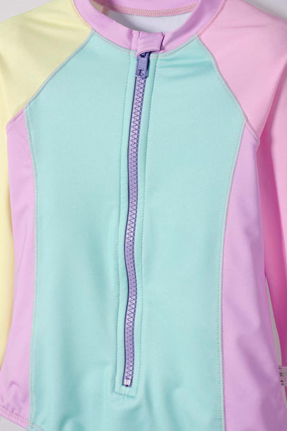 VESTIDO DE BAÑO LITTLEMIC MULTICOLOR MANGA LARGA PARA NIÑA 2T A 5T