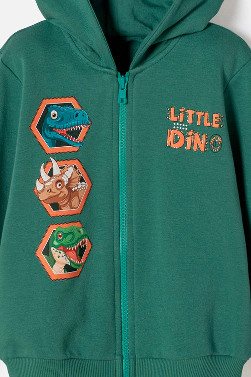 LITTLEMIC GREEN ZIP-UP SWEATSHIRT FOR BOYS 2T TO 6T