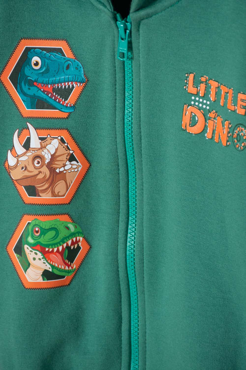 LITTLEMIC GREEN ZIP-UP SWEATSHIRT FOR BOYS 2T TO 6T