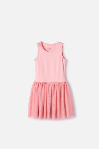 VESTIDO DE MIC DE DOS PIEZAS DENIM/ROSA PARA NIÑA