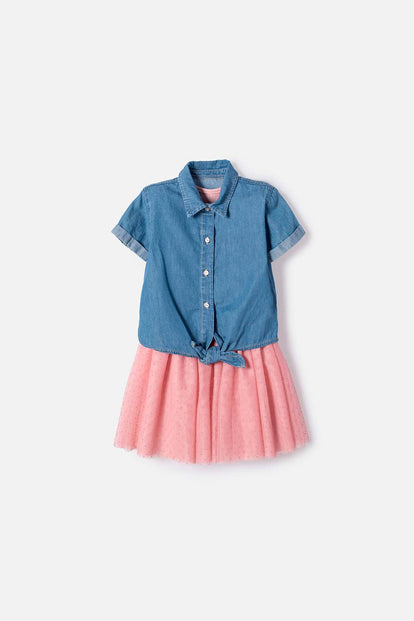 VESTIDO DE LITTLEMIC CON TULL MULTICOLOR PARA NIÑA 2T A 6T